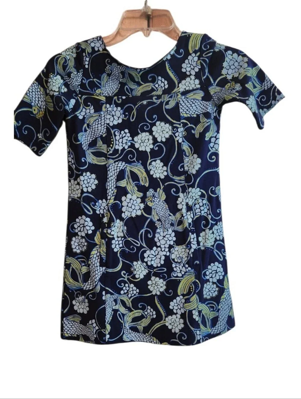 Lilly Pulitzer Navy Blue A Line Floral Koi Shift Dress. Dont Be Koi